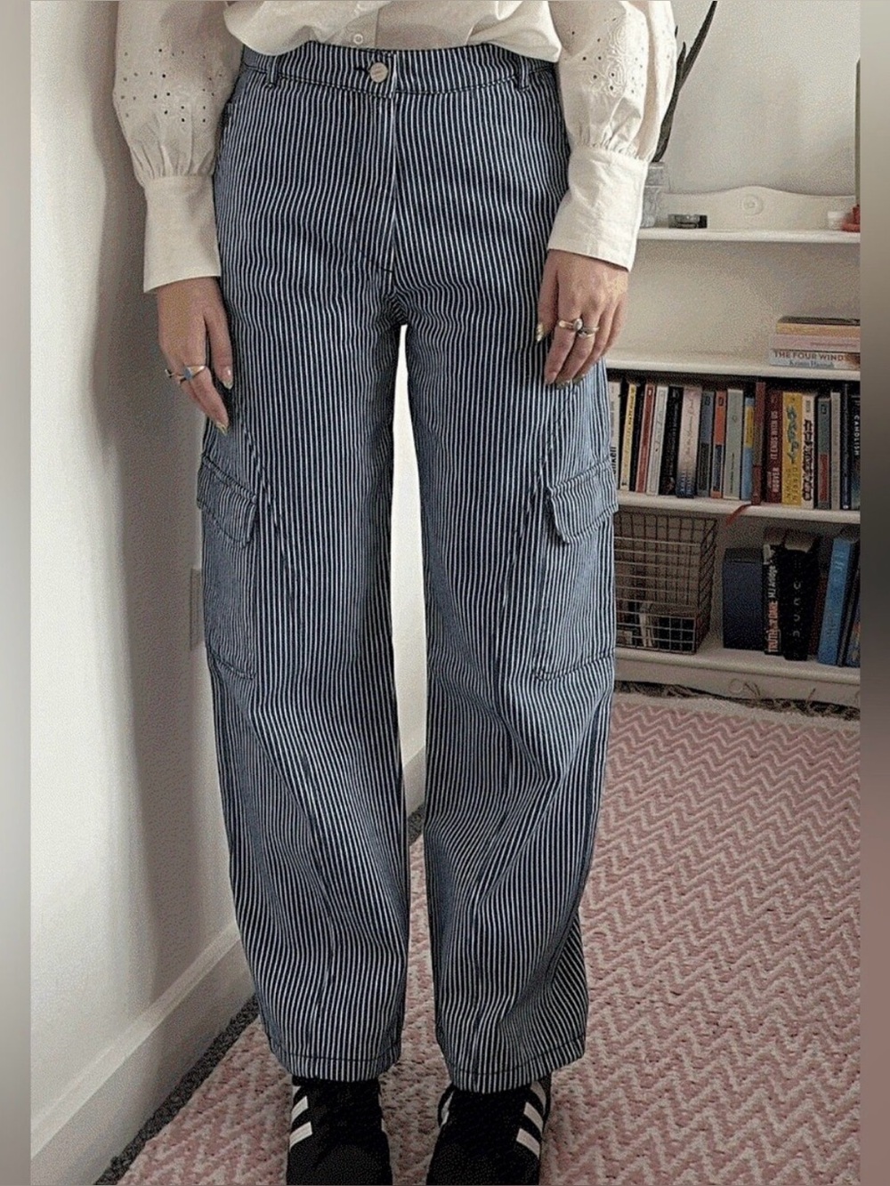 Damson Madder Hickory Stripe Cargo Jeans EU Size 10/ US Size 6